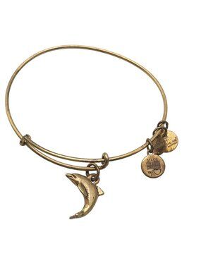 Alex And Ani Gold-Tone Dolphin Charm Bangle Bracelet Made In USA